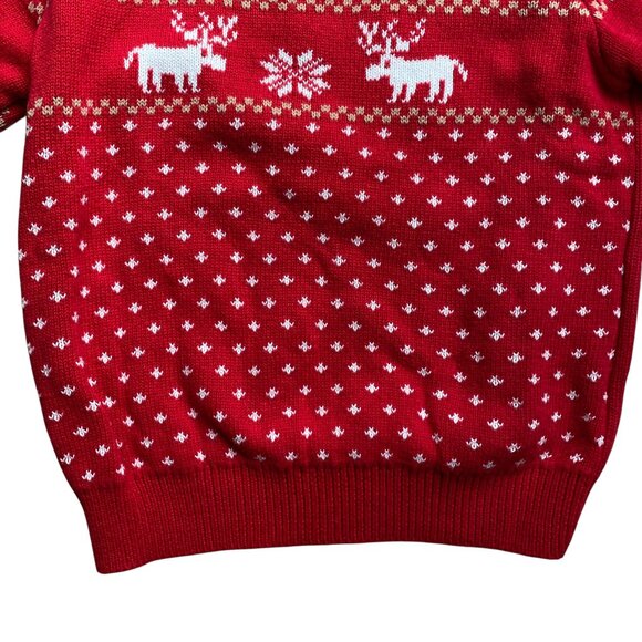 Grandwish Jacquard Knit Moose Sweater Kid Sz 4 Red Holiday Christmas Festive - Picture 7 of 11